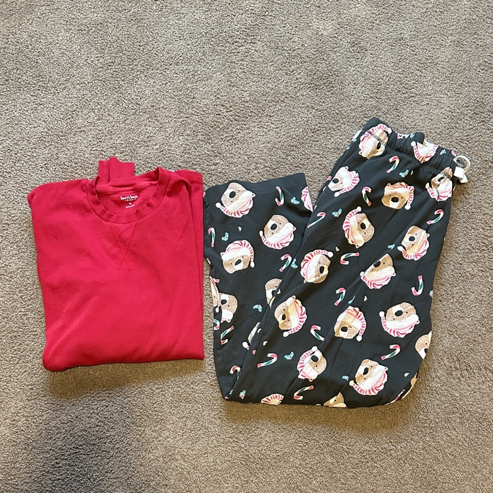 Burt's Bees Red Top and Black Bear Pajama Pants